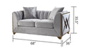 Velencia 2Pc Modern Living Room Set In Silver Silver Wood Primary Living Space Modern Upholstered Wood 5 Seat