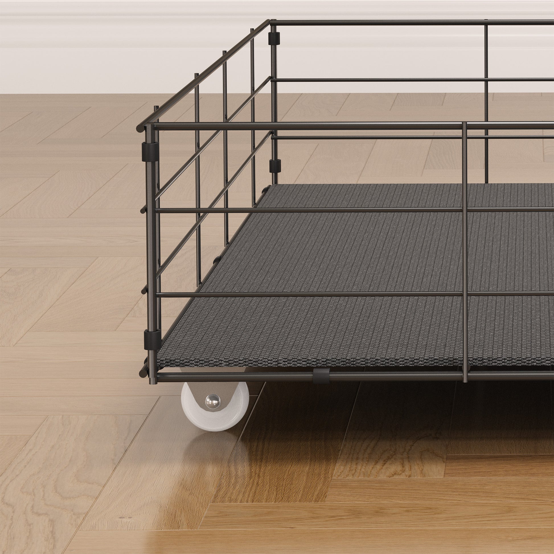 Queen Size Bed Frame With Led, 4 Under Bed Portable Storage Drawers, Wings Headboard Design, Light Grey Box Spring Not Required Queen Light Grey Metal Bedroom Bed Frame Upholstered Linen Upholstered