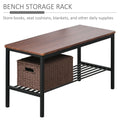 Industrial 4 Piece Dining Room Table Set With Bench Wooden Kitchen Table And Chairs W Storage Rack For Kitchen, Dinette, Black Brown Rustic Brown Mdf
