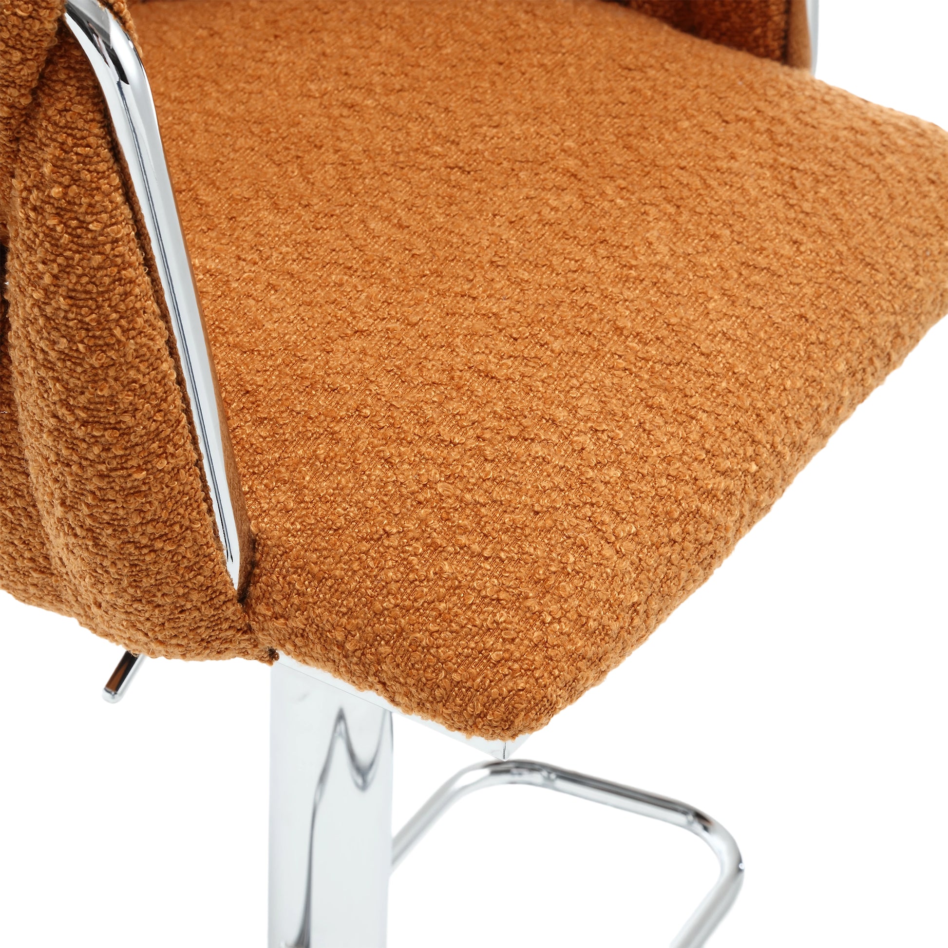 Coolmore Vintage Bar Stools With Back And Footrest Counter Height Dining Chairs 2Pc Set Orange Boucle