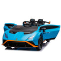 Lamborghini Huracan Sto 24V Kids Electric Ride On Drift Car: Speeds 1.86 5.59 Mph, Ages 3 8, Foam Front Wheels, 360 Spin, Led Lights, Dynamic Music, Early Learning, Usb Port, Drift Feature Blue