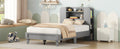 Twin Size Platform Bed With Storage Headboard,Multiple Storage Shelves On Both Sides,Grey Grey Wood