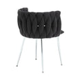 Coolmore Leisure Dining Chairs Accent Chair Velvet Accent Lounge Chair With Metal Feet 2Pc Set Black Boucle