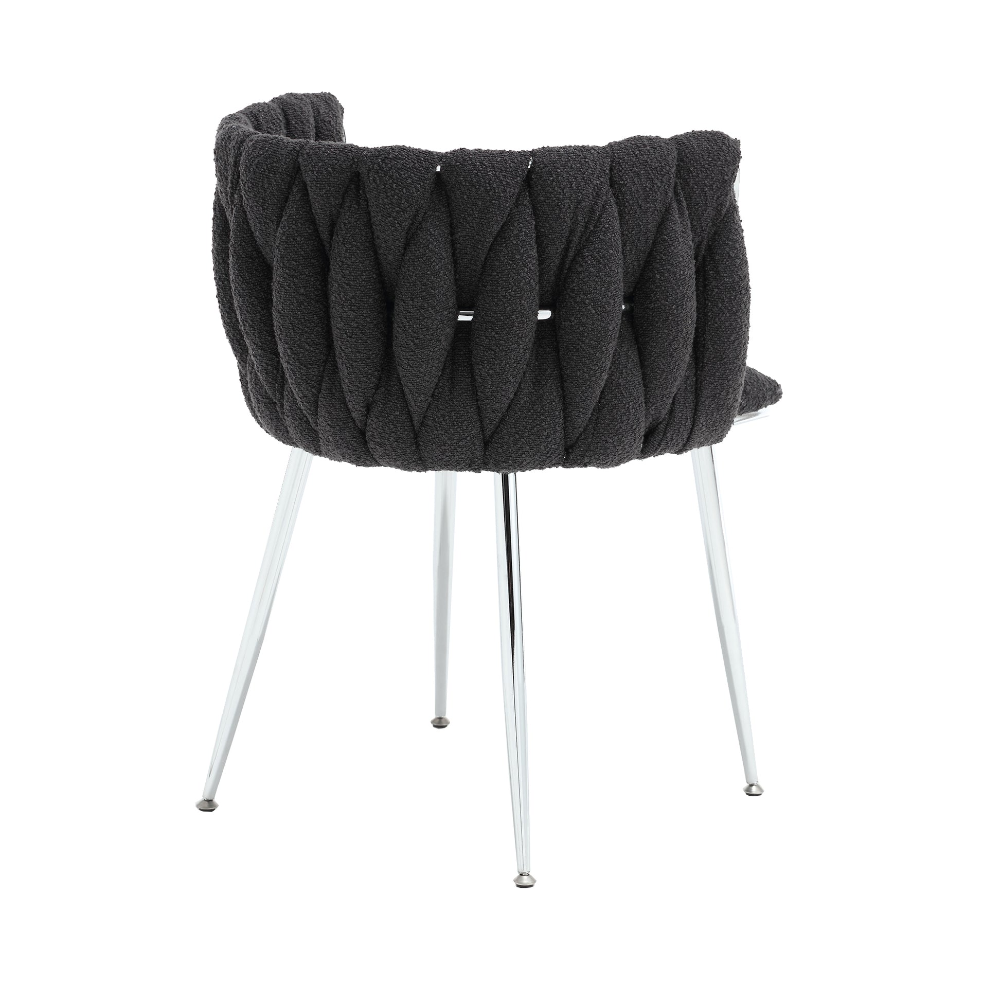 Coolmore Leisure Dining Chairs Accent Chair Velvet Accent Lounge Chair With Metal Feet 2Pc Set Black Boucle