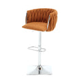 Coolmore Vintage Bar Stools With Back And Footrest Counter Height Dining Chairs 2Pc Set Orange Boucle
