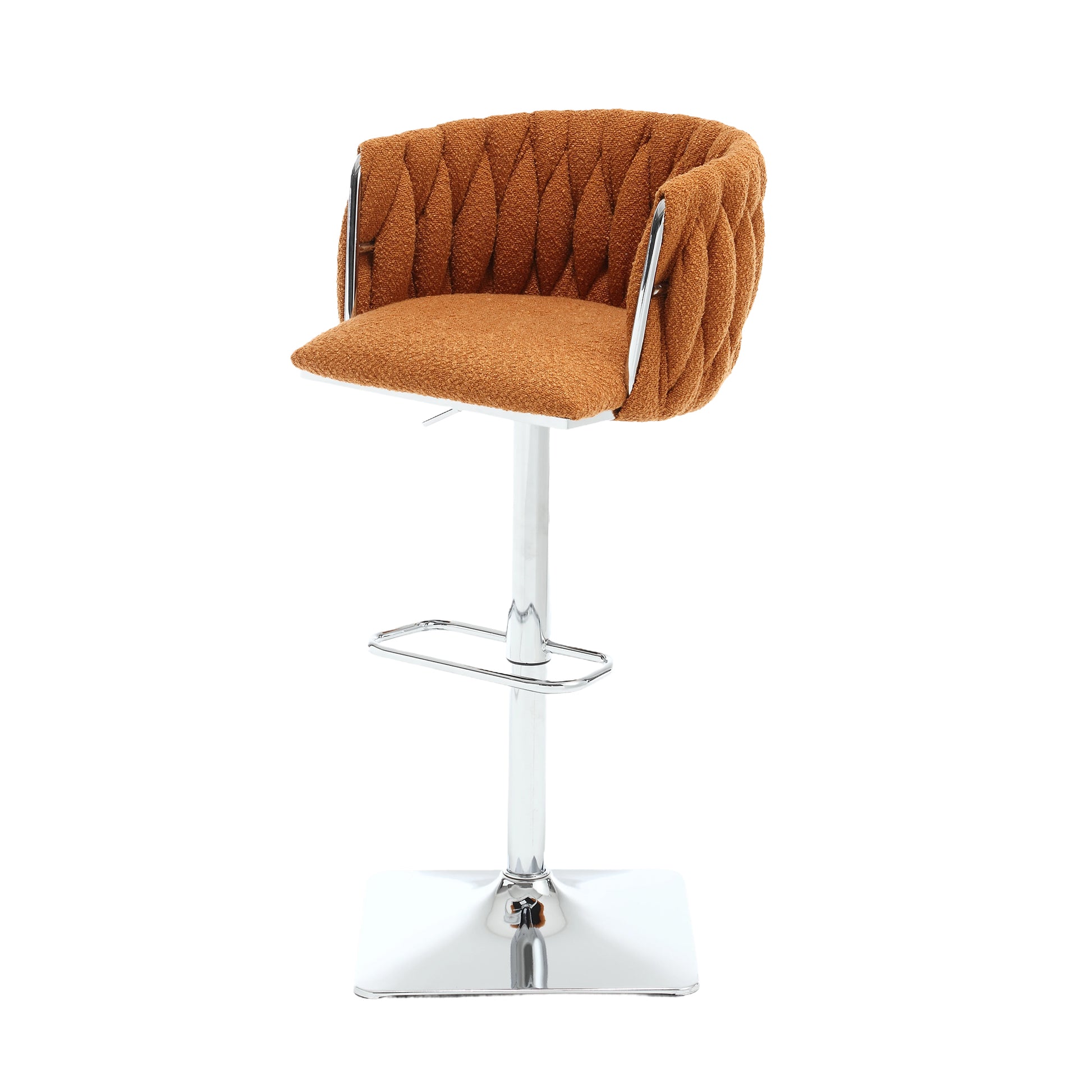 Coolmore Vintage Bar Stools With Back And Footrest Counter Height Dining Chairs 2Pc Set Orange Boucle