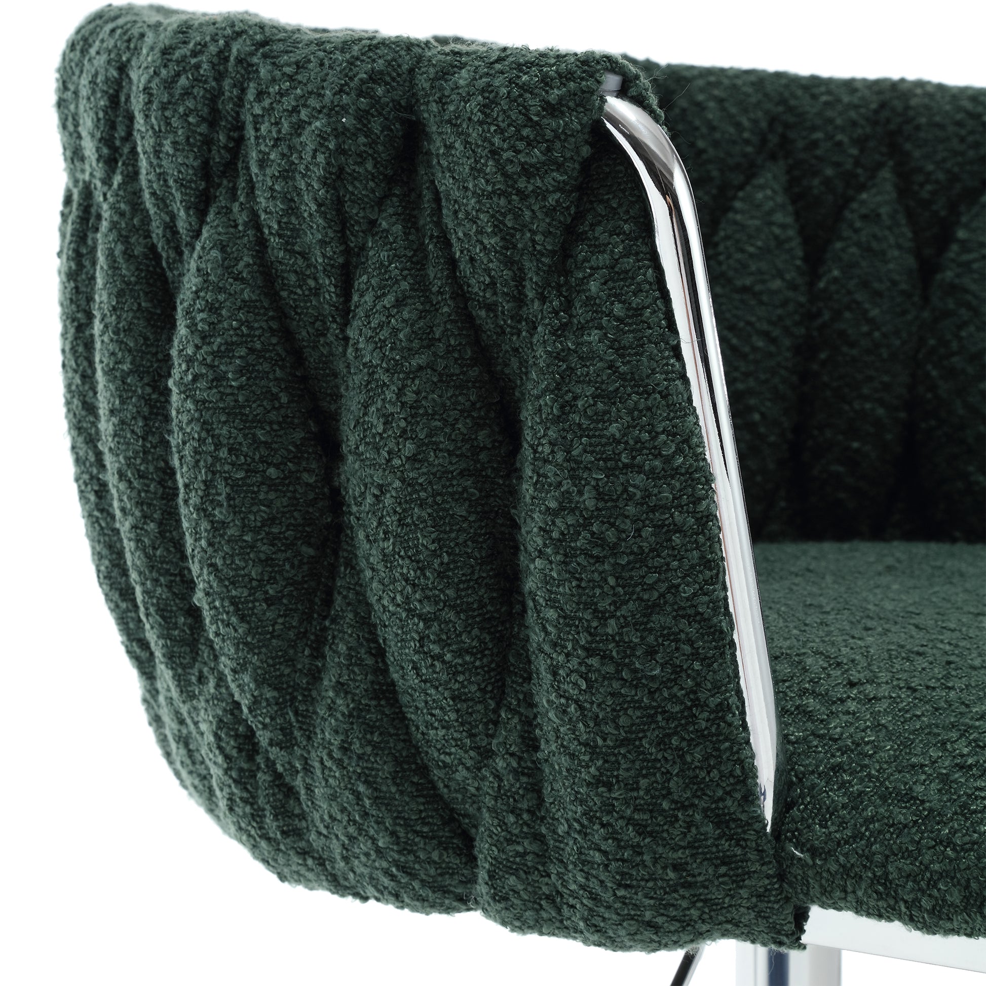 Coolmore Vintage Bar Stools With Back And Footrest Counter Height Dining Chairs 2Pc Set Emerald Boucle