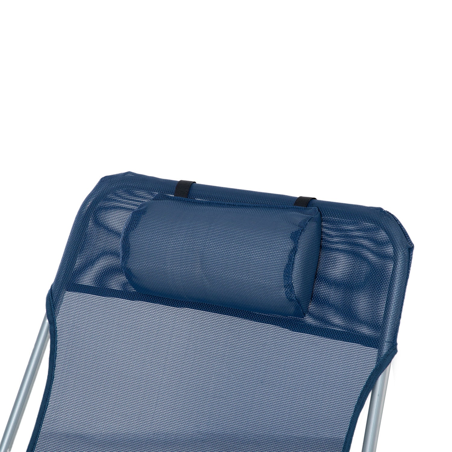 Folding Chaise Lounge Pool Chair, Patio Sun Tanning Chair, Outdoor Lounge Chair With 6 Position Reclining Back,Mesh Seat, And Headrest For Beach, Yard, Patio, Blue Blue Steel