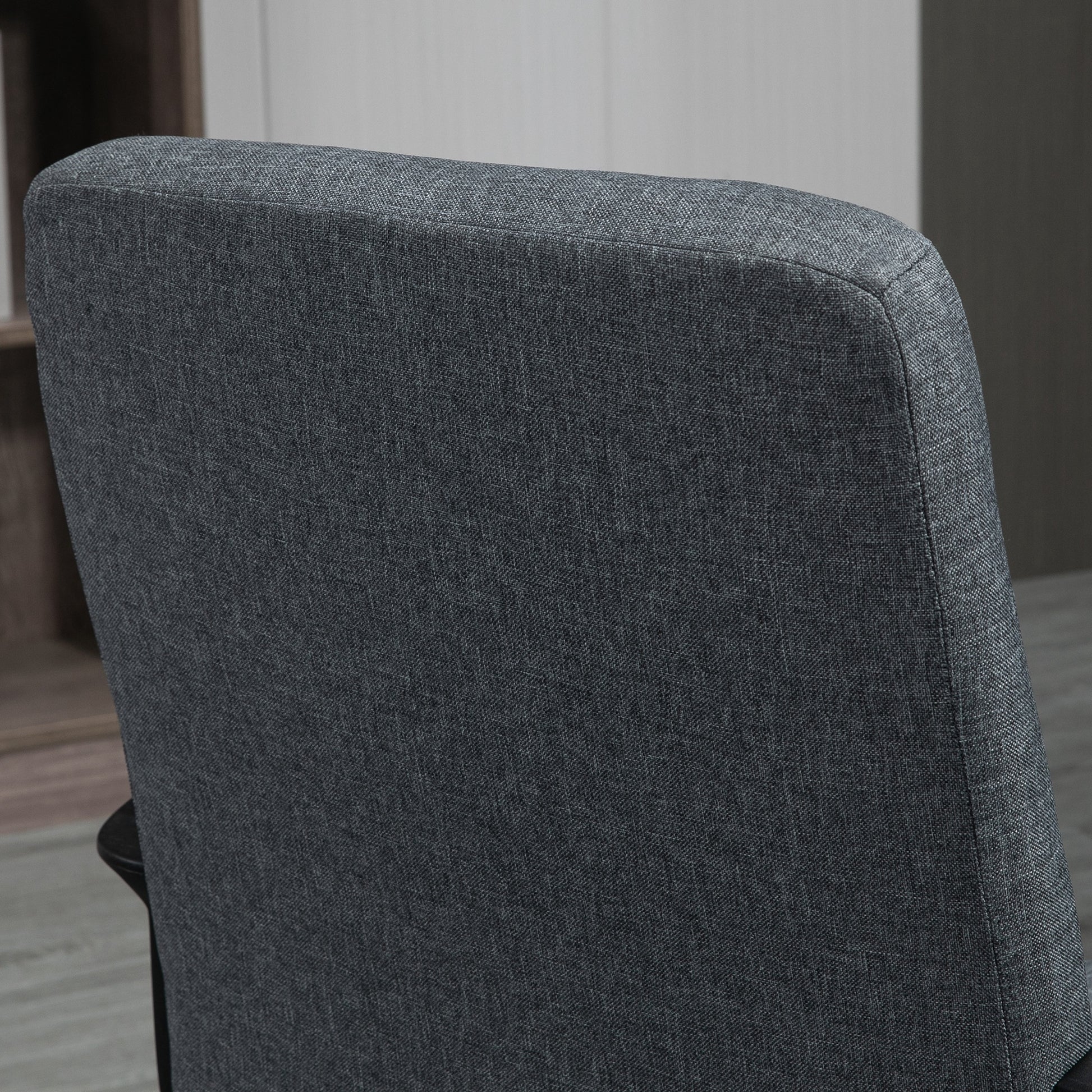 Fabric Office Chair, Computer Desk Chair, Swivel Task Chair With Arms, Adjustable Height, Swivel Wheels, Mid Back, Charcoal Gray Charcoal Grey Linen