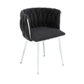 Coolmore Leisure Dining Chairs Accent Chair Velvet Accent Lounge Chair With Metal Feet 2Pc Set Black Boucle