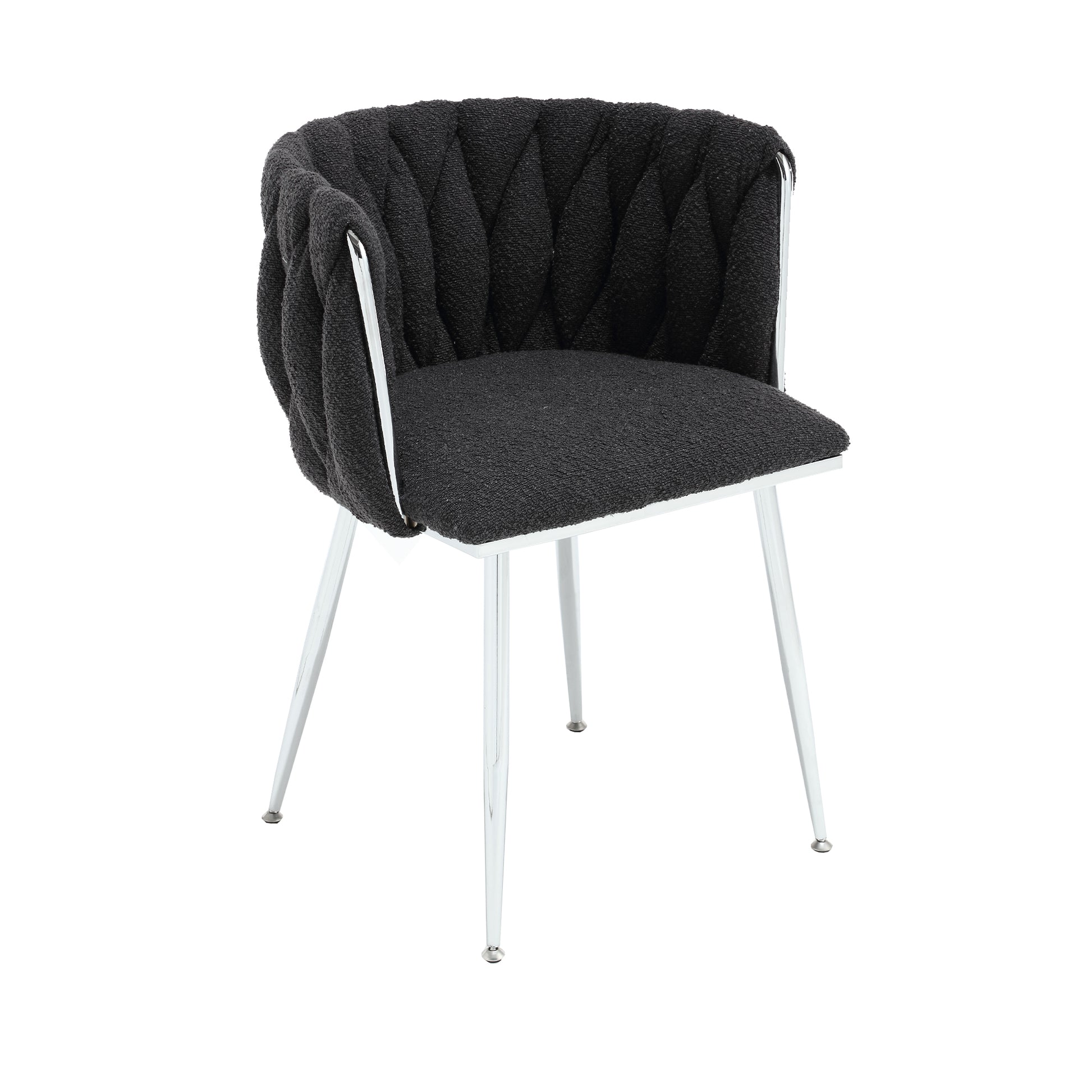Coolmore Leisure Dining Chairs Accent Chair Velvet Accent Lounge Chair With Metal Feet 2Pc Set Black Boucle