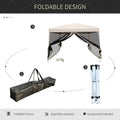 210D Oxford 10' X 10' Pop Up Canopy Tent With Netting, Instant Screen Room House, Tents For Parties, Height Adjustable, With Carry Bag, For Outdoor, Garden, Patio Beige Steel