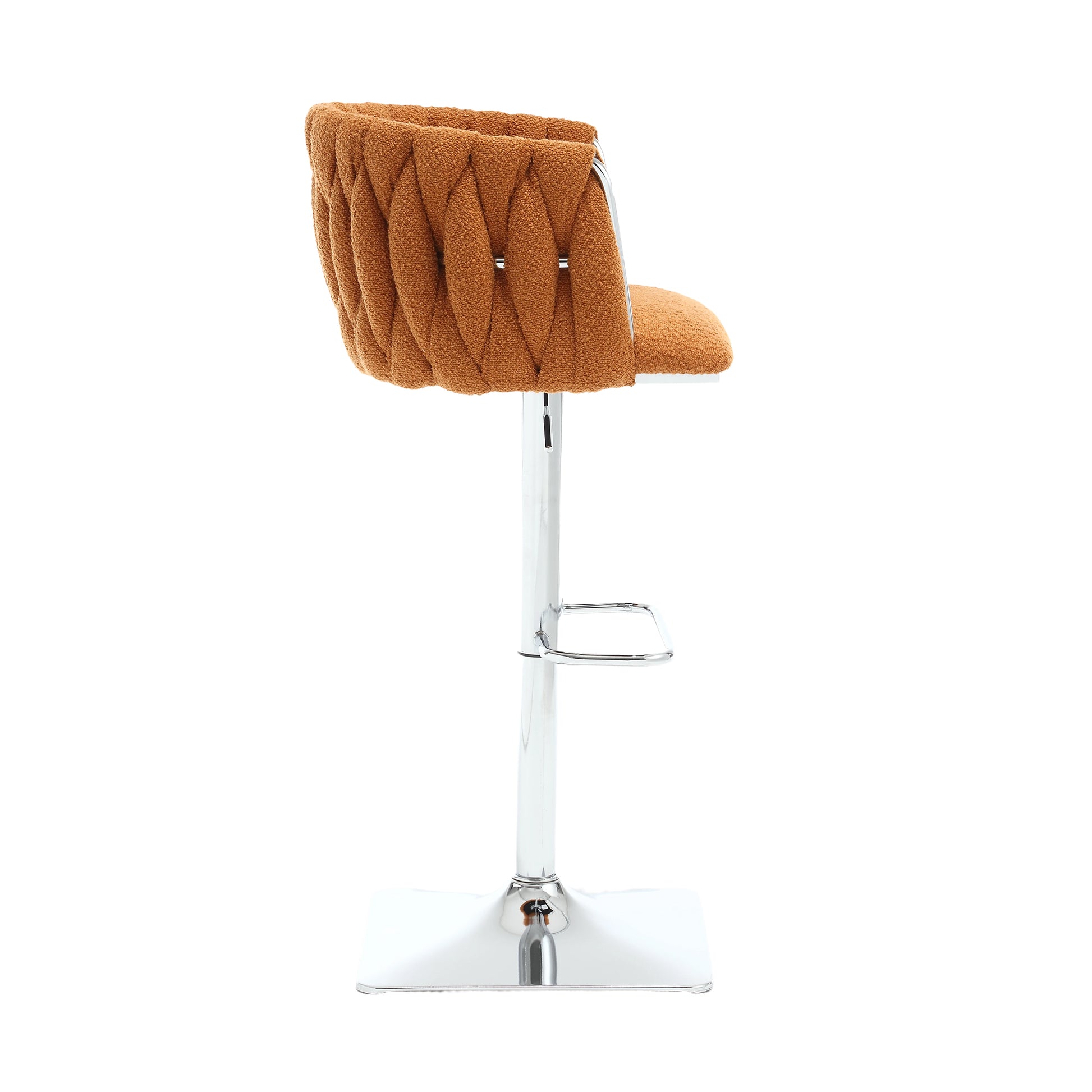 Coolmore Vintage Bar Stools With Back And Footrest Counter Height Dining Chairs 2Pc Set Orange Boucle