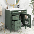 30'' Bathroom Vanity With Top Sink, Modern Bathroom Storage Cabinet With 2 Drawers And A Tip Out Drawer, Single Sink Bathroom Vanity Same As Sw000103Aaf Green Mdf
