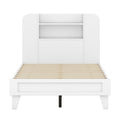 Twin Size Platform Bed With Storage Headboard,Multiple Storage Shelves On Both Sides,White White Wood