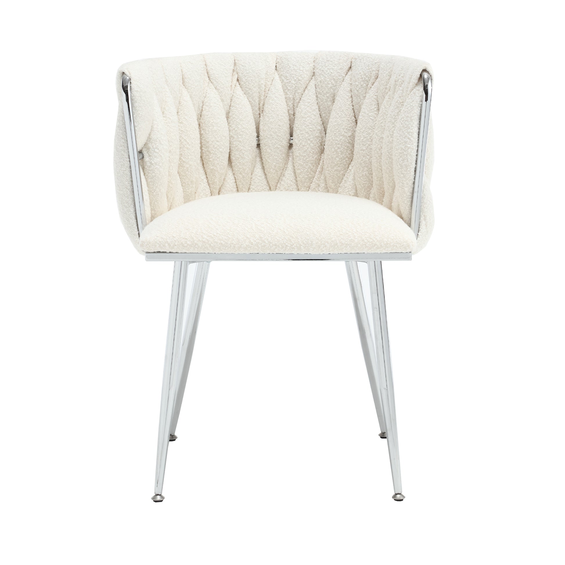 Coolmore Leisure Dining Chairs Accent Chair Velvet Accent Lounge Chair With Metal Feet 2Pc Set Ivory Boucle