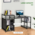 68 Inch Office Table Computer Desk Workstation Bookshelf With Cpu Stand, Spacious Storage Shelves & Chic Modern Woodgrain Design, Grey Grey Engineered Wood