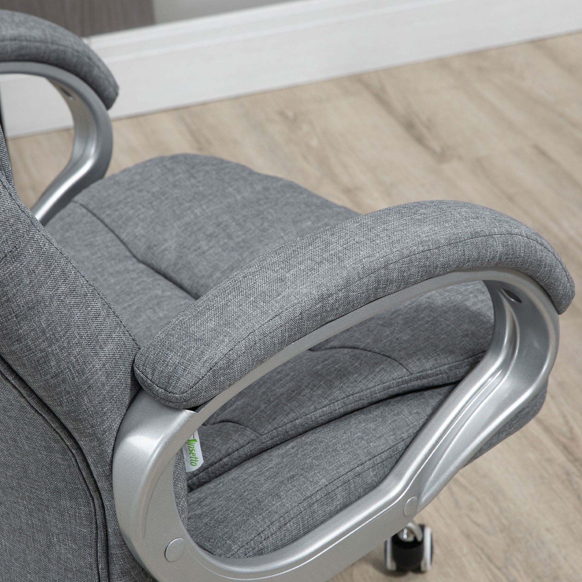 High Back Home Office Chair Executive Computer Chair With Adjustable Height, Upholstered Thick Padding Headrest And Armrest Grey Light Grey Foam