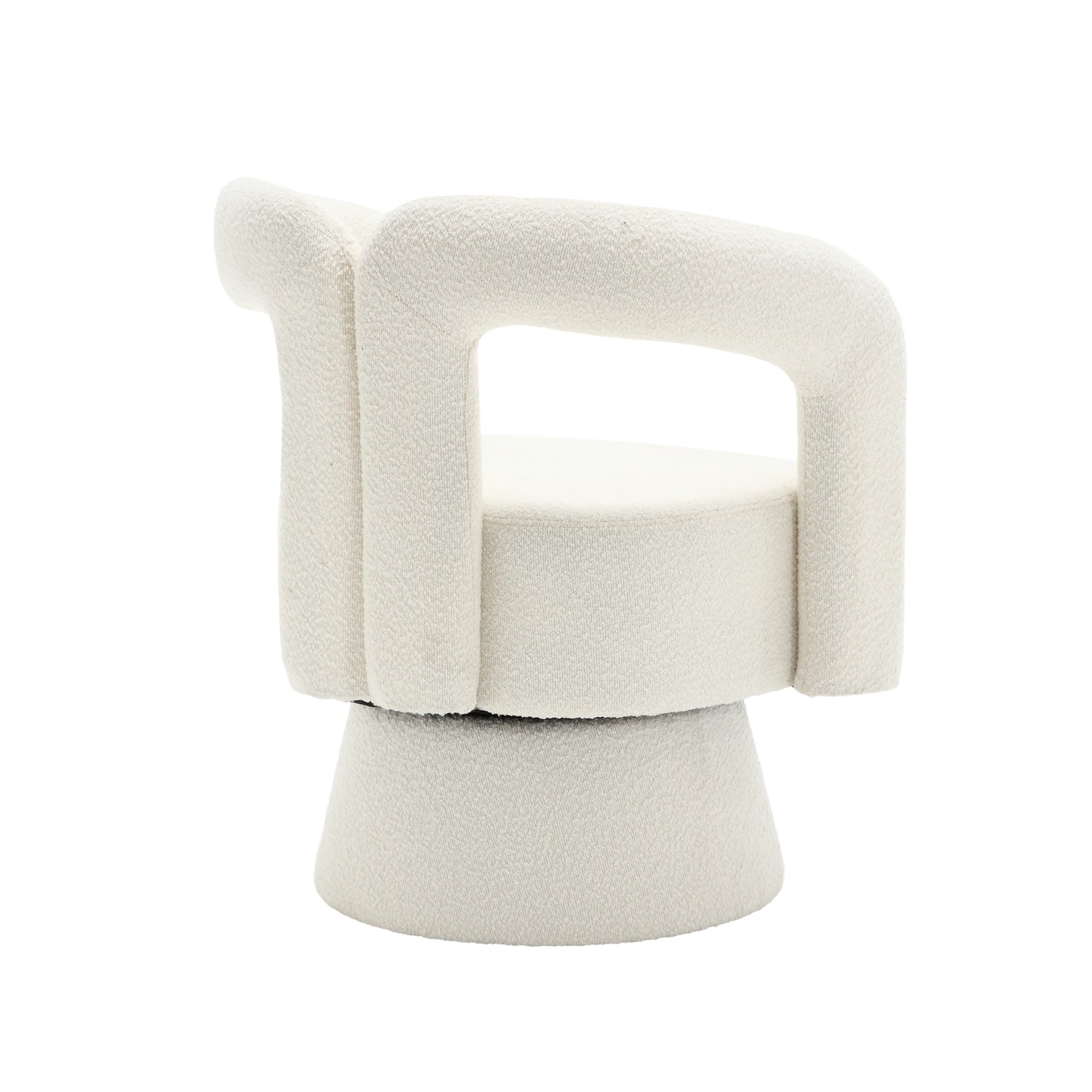Coolmore 360 Degree Swivel Cuddle Barrel Accent Chairs, Round Armchairs With Wide Upholstered, Fluffy Fabric Chair For Living Room, Bedroom, Office, Waiting Rooms Beige Boucle Beige Foam Boucle