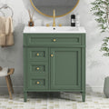 30'' Bathroom Vanity With Top Sink, Modern Bathroom Storage Cabinet With 2 Drawers And A Tip Out Drawer, Single Sink Bathroom Vanity Same As Sw000103Aaf Green Mdf