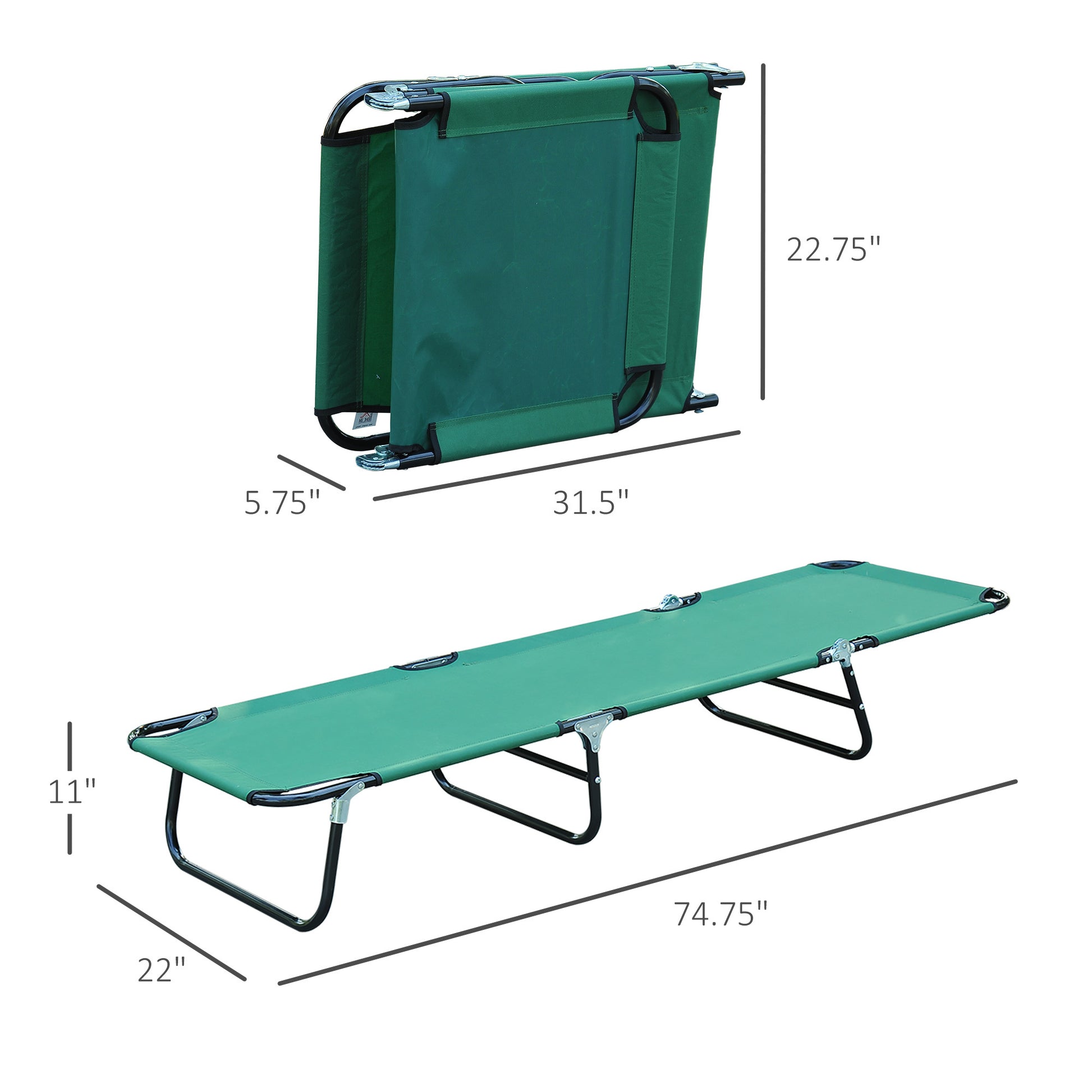 Foldable Outdoor Chaise Lounge Chair, 5 Level Reclining Camping Tanning Chair With Strong Oxford Fabric For Beach, Yard, Patio, Pool, Green Green Steel