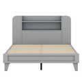 Full Size Platform Bed With Storage Headboard,Multiple Storage Shelves On Both Sides,Grey Grey Wood