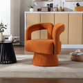 Coolmore 360 Degree Swivel Cuddle Barrel Accent Chairs, Round Armchairs With Wide Upholstered, Fluffy Fabric Chair For Living Room, Bedroom, Office, Waiting Rooms Orange Boucle Orange Foam Boucle