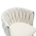 Coolmore Leisure Dining Chairs Accent Chair Velvet Accent Lounge Chair With Metal Feet 2Pc Set Ivory Boucle