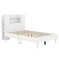 Twin Size Platform Bed With Storage Headboard,Multiple Storage Shelves On Both Sides,White White Wood