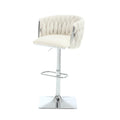 Coolmore Vintage Bar Stools With Back And Footrest Counter Height Dining Chairs 2Pc Set Ivory Boucle