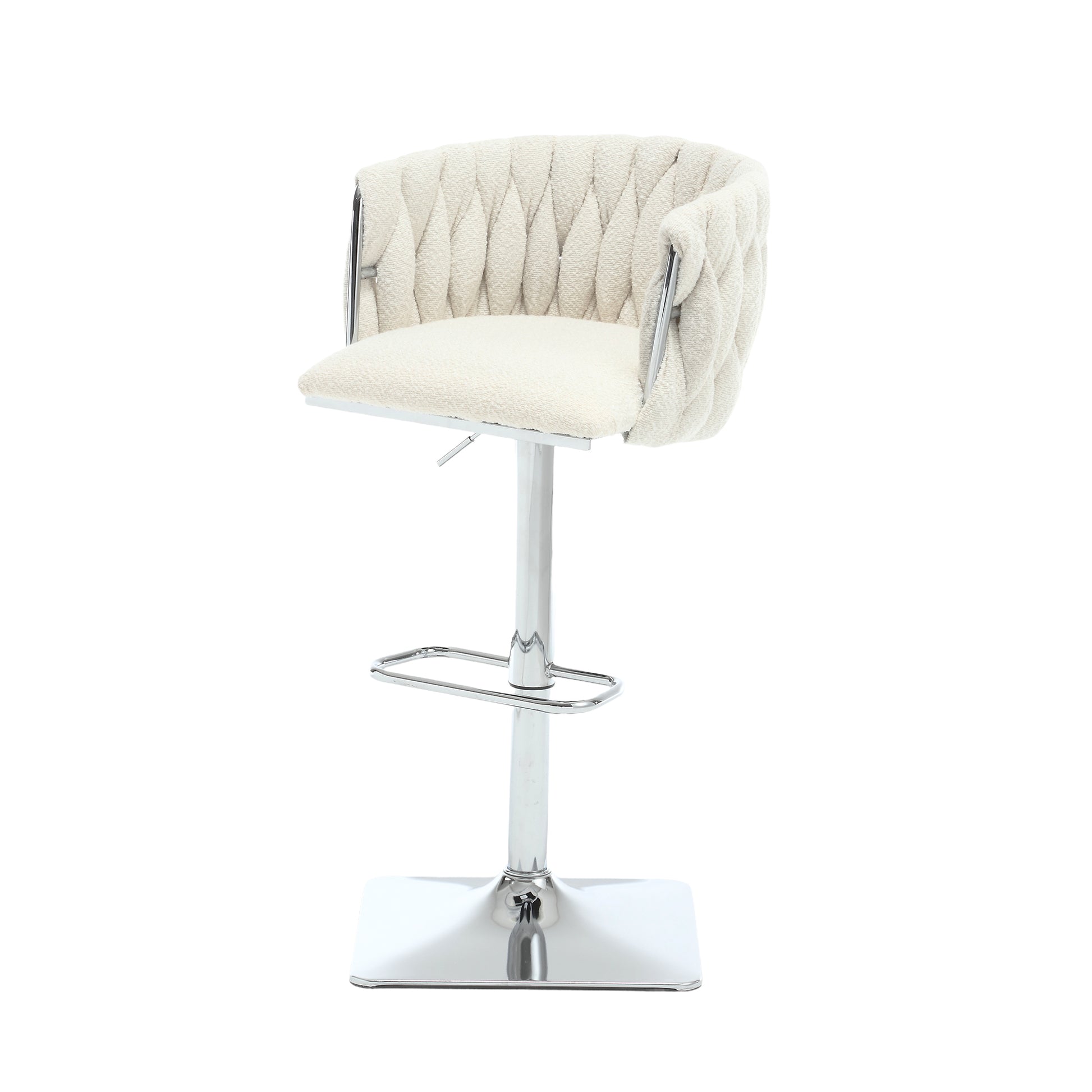 Coolmore Vintage Bar Stools With Back And Footrest Counter Height Dining Chairs 2Pc Set Ivory Boucle