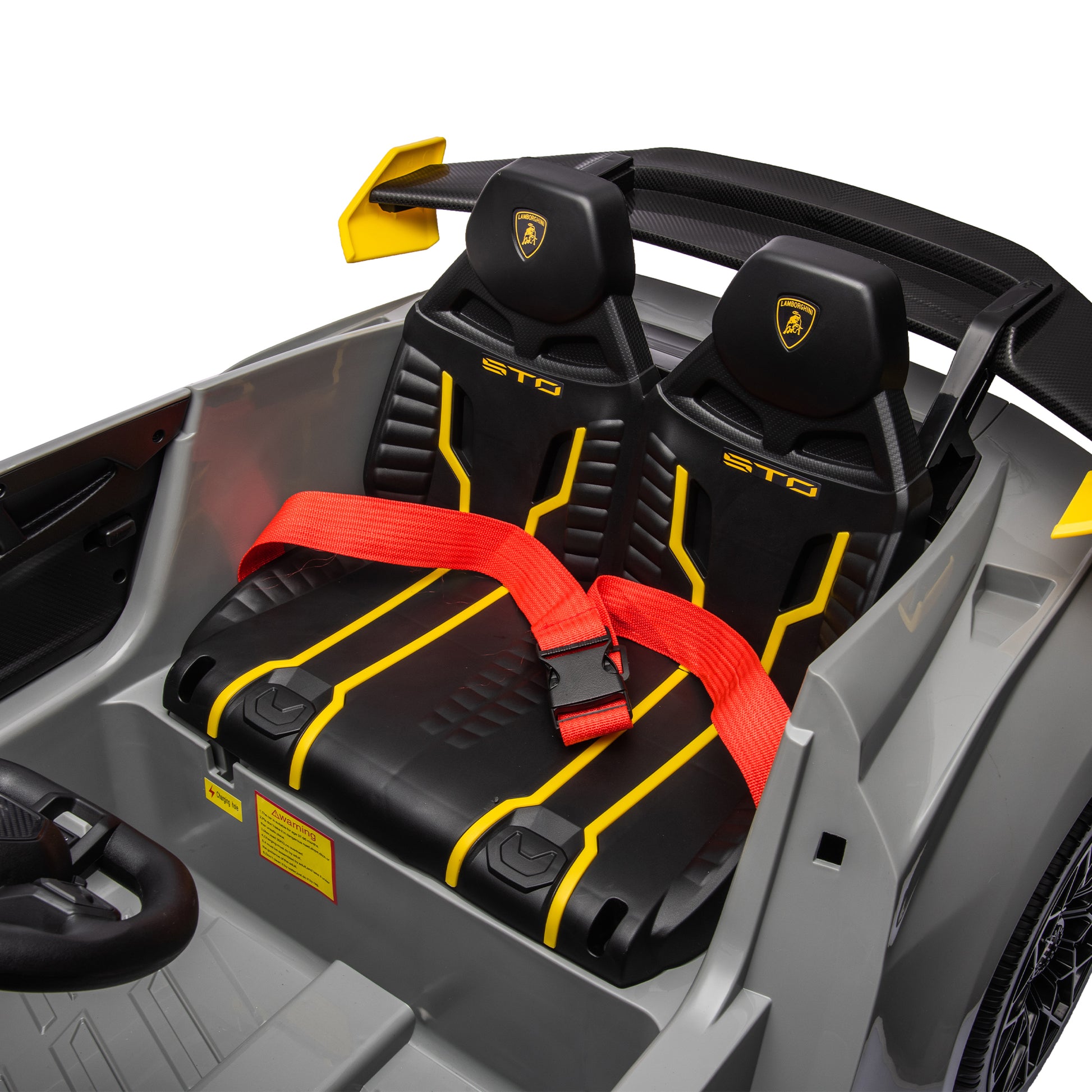 Lamborghini Huracan Sto 24V Kids Electric Ride On Drift Car: Speeds 1.86 5.59 Mph, Ages 3 8, Foam Front Wheels, 360 Spin, Led Lights, Dynamic Music, Early Learning, Usb Port, Drift Feature Gray Polypropylene