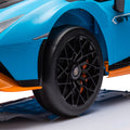 Lamborghini Huracan Sto 24V Kids Electric Ride On Drift Car: Speeds 1.86 5.59 Mph, Ages 3 8, Foam Front Wheels, 360 Spin, Led Lights, Dynamic Music, Early Learning, Usb Port, Drift Feature Blue