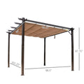 10' X 10' Outdoor Retractable Pergola Canopy, Aluminum Patio Pergola, Backyard Shade Shelter For Porch Party, Garden, Grill Gazebo Brown Brown Aluminium