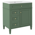 30'' Bathroom Vanity With Top Sink, Modern Bathroom Storage Cabinet With 2 Drawers And A Tip Out Drawer, Single Sink Bathroom Vanity Same As Sw000103Aaf Green Mdf
