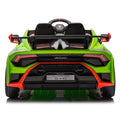 Lamborghini Huracan Sto 24V Kids Electric Ride On Drift Car: Speeds 1.86 5.59 Mph, Ages 3 8, Foam Front Wheels, 360 Spin, Led Lights, Dynamic Music, Early Learning, Usb Port, Drift Feature Green Polypropylene