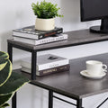 55 Inch Home Office Computer Desk Study Writing Workstation With Storage Shelves, Elevated Monitor Shelf, Cpu Stand, Durable X Shaped Construction, Grey Wood Grain Grey Engineered Wood