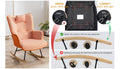 35.5 Inch Rocking Chair, Soft Houndstooth Fabric Leather Fabric Rocking Chair For Nursery, Comfy Wingback Glider Rocker With Safe Solid Wood Base For Living Room Bedroom Balcony Orange Orange Casual Foam Cotton Linen