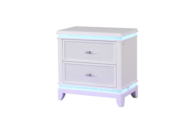 Opium Nightstand In Milky White White White 2 Drawers Bedroom Contemporary,Modern Drawers Wood