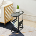 Glass Oval Small Side Tables Living Room Small Space With Magazines Organizer Storage Space Black Bedroom Oval American Design Storage Stainless Steel