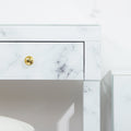 Modern Design Tempered Glass Marble Texture Vanity Table Dressing Table For Bedroom, Living Room White Marble Mdf Glass