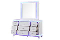 Opium Queen 5 Pc Bedroom Set In Milky White Box Spring Required Queen White Wood 5 Piece Set Bedroom Bed Included,Chest Included,Dresser Included,Mirror Included,Nightstand Included Contemporary,Modern Upholstered Built In Lighting Wood
