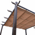 10' X 10' Outdoor Retractable Pergola Canopy, Aluminum Patio Pergola, Backyard Shade Shelter For Porch Party, Garden, Grill Gazebo Brown Brown Aluminium