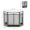 3 Panel Folding Fireplace Screen With 2 Magnetic Doors And Fire Place Tools Set, Fire Spark Guard For Wood Burning, With Brush, Shovel, Poker, Firewood Tongs, 48