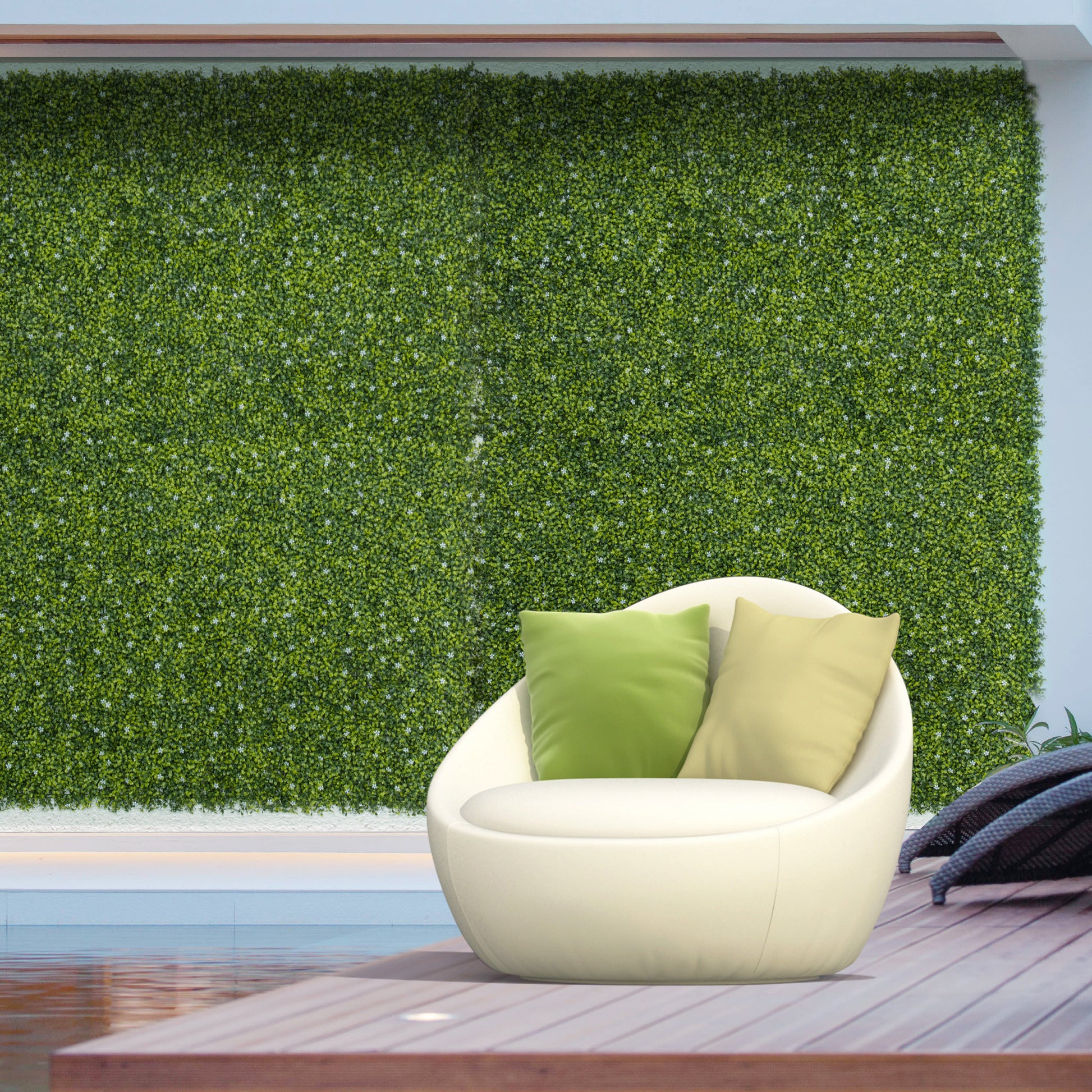 Artificial Grass Wall Panel Backdrop, 12 20" X 20" Boxwood Uv Protection Privacy Coverage Panels For Indoor & Outdoor Decor, Wall & Fence Covering, Milan Leaf & Flowers Green Polyethylene