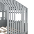 Full Size House Low Loft Bed With Four Drawers,Gray Box Spring Not Required Gray Wood Pine