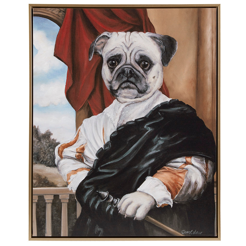 Captain'S Guard Pug Framed Canvas Wall Art Captain Pug Wood