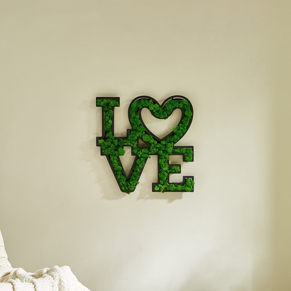 Letter Art Moss Wall Decor Green Iron