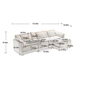 Modern Large Boucle Fabric L Shape Sectional Sofa Beige Boucle 3 Seat