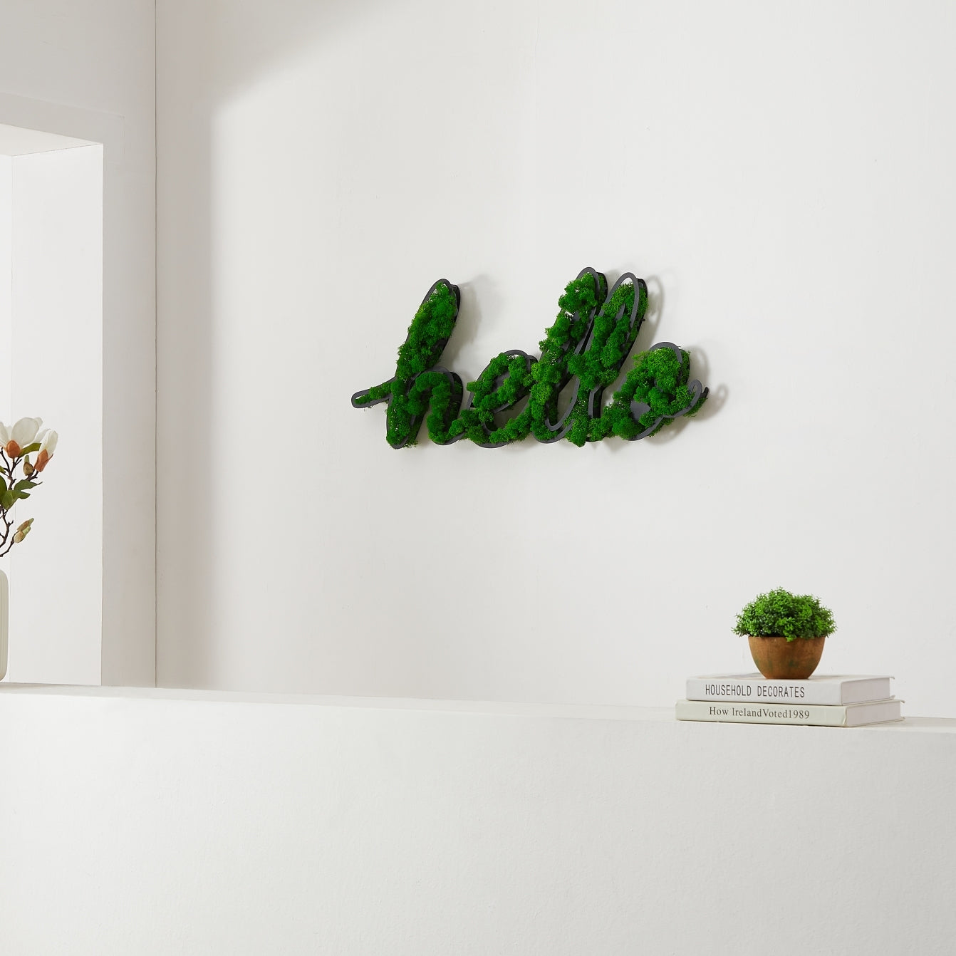 Hello Letter Art Moss Wall Decor Green Iron